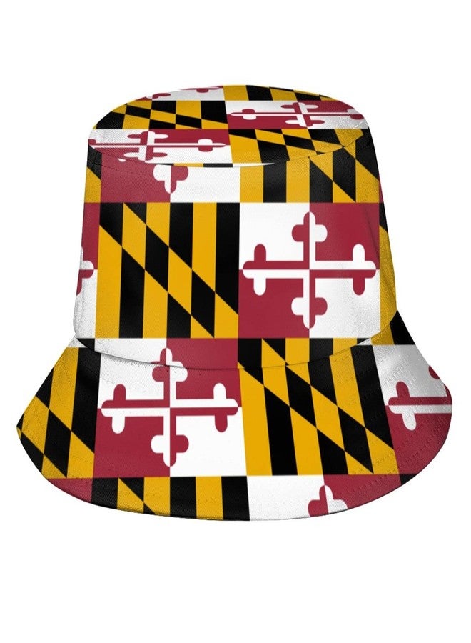 ASYG Cute Maryland State Flag Bucket Hat Fashion Fisherman Hat Sun Protection Hat for Summer Outdoor Traveling - Image 1